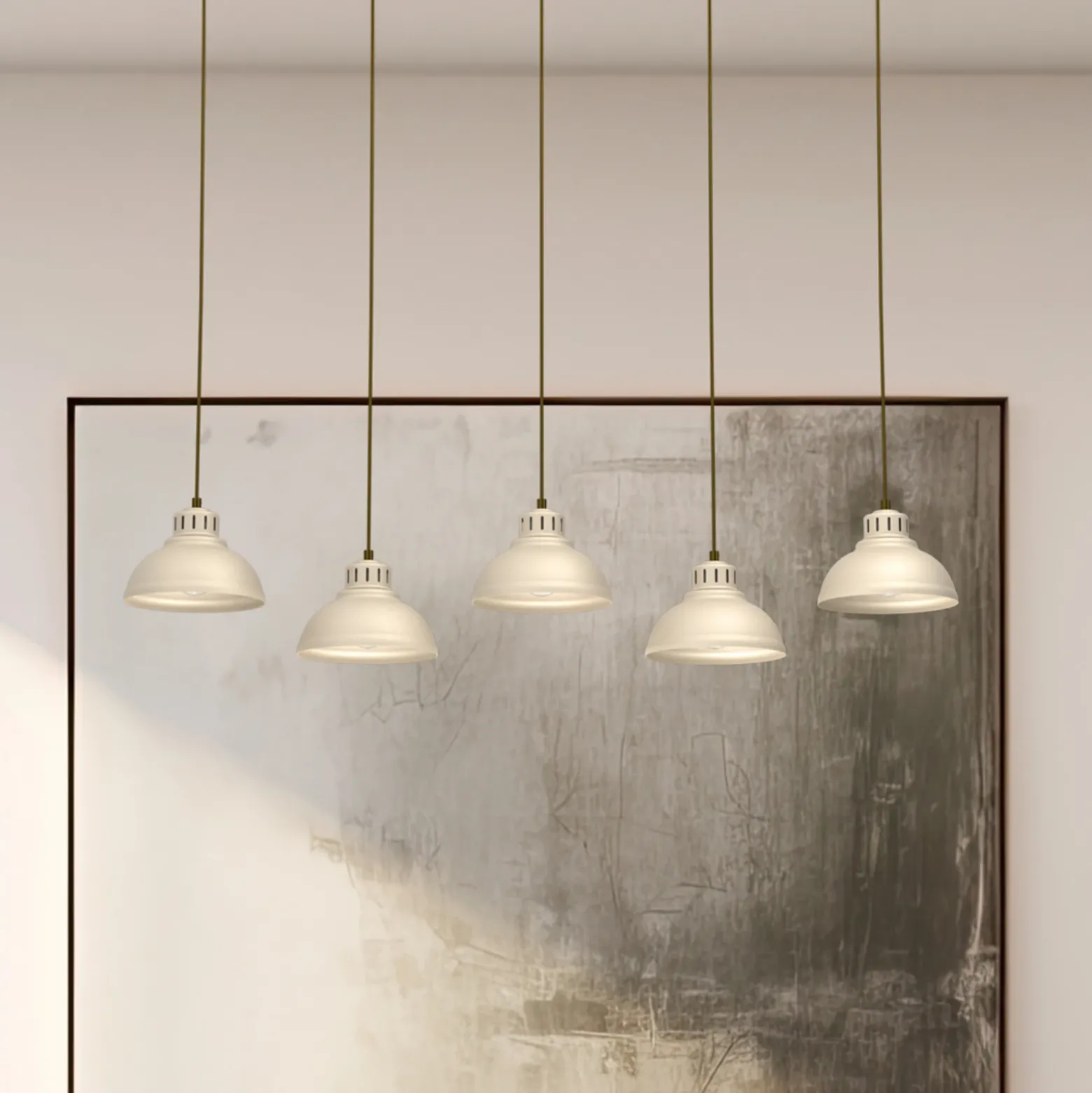 Lámpara colgante Sven, 5 luces, beige, acero