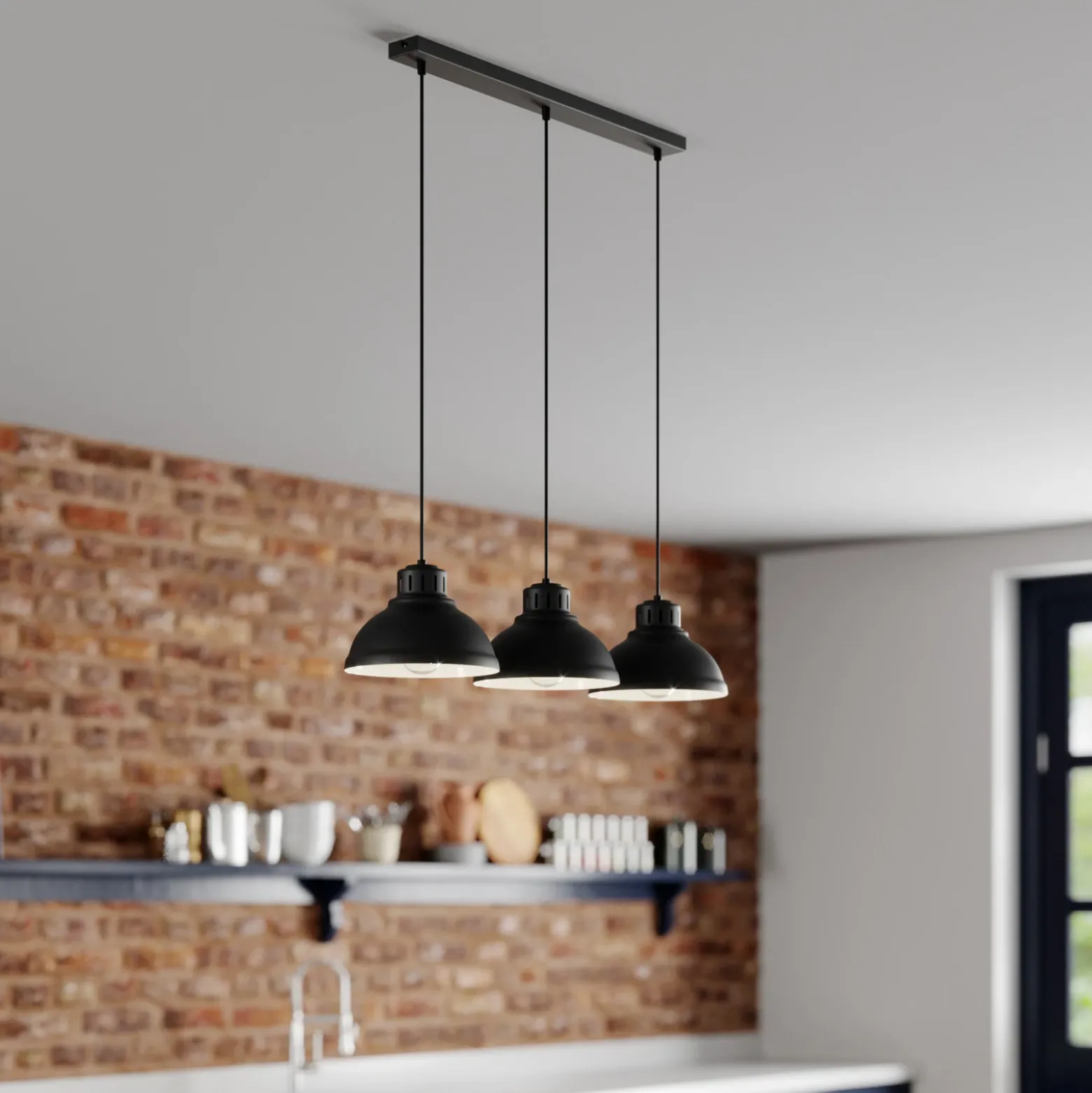 Lámpara colgante Sven, 3 luces, negro