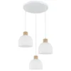 Lámpara colgante Swanson, Ø 51 cm, blanco/marrón, cristal/madera, 3 luces.