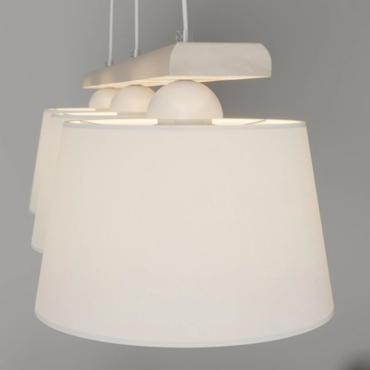 Lámpara colgante Sweden, blanco antiguo/blanco, textil, madera, 3 luces