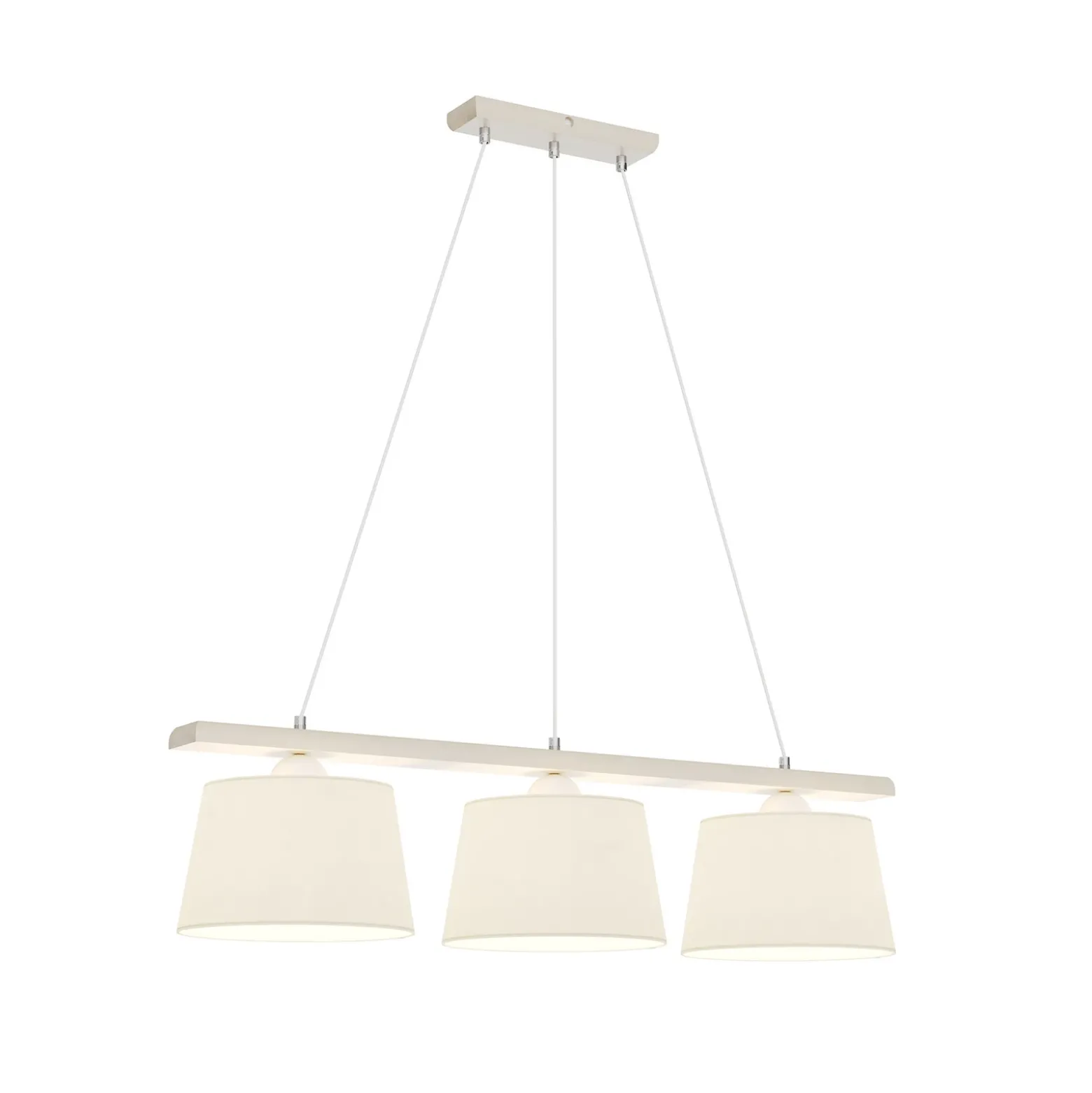 Lámpara colgante Sweden, blanco antiguo/blanco, textil, madera, 3 luces