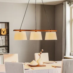 Lámpara colgante Sweden, 3 luces, roble nogal