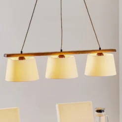 Lámpara colgante Sweden, 3 luces, roble rústico