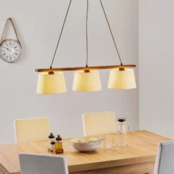 Lámpara colgante Sweden, 3 luces, roble rústico