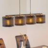 Lámpara colgante Tago, 4 luces, negro/dorado