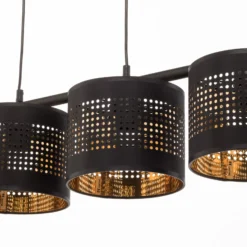 Lámpara colgante Tago, 4 luces, negro/dorado