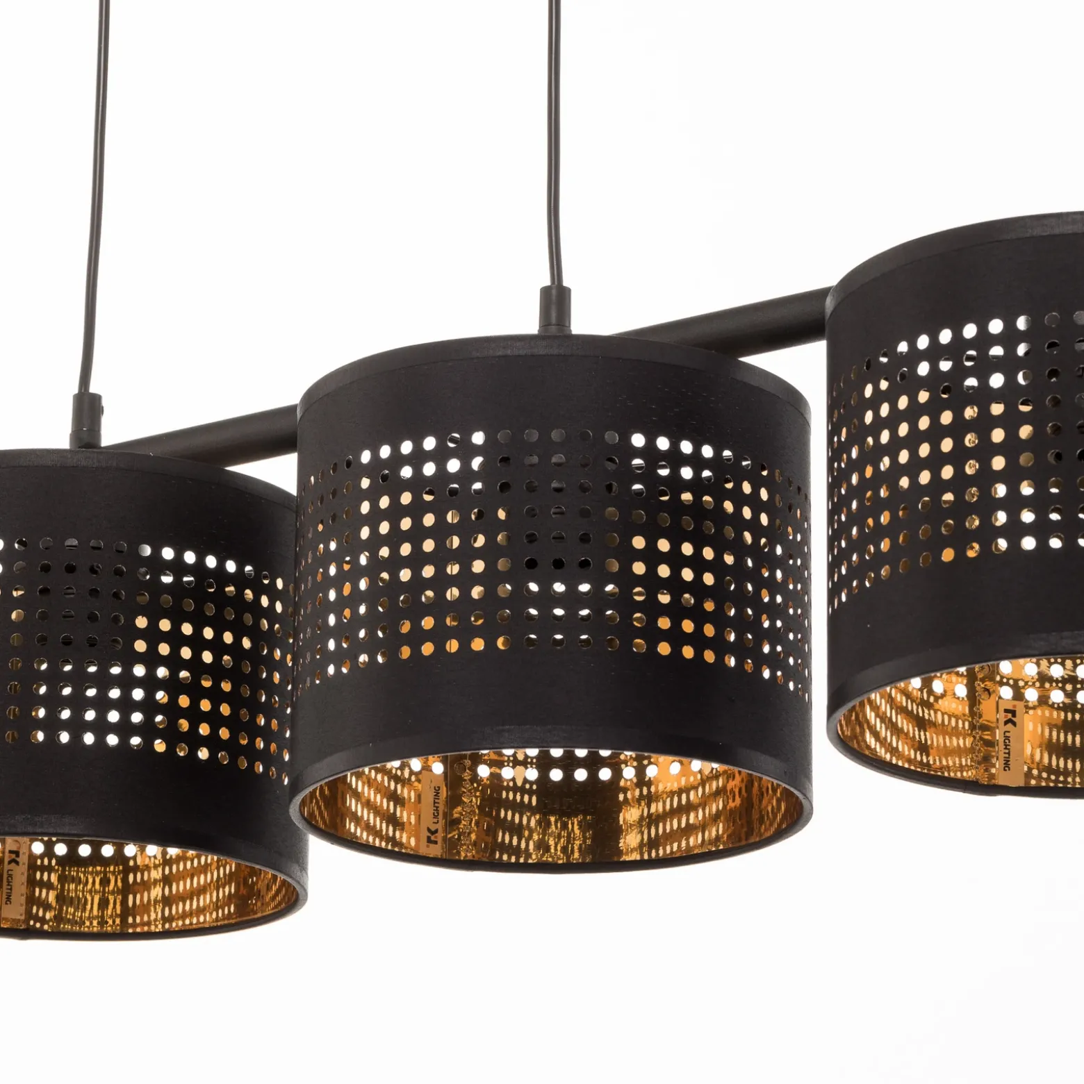 Lámpara colgante Tago, 4 luces, negro/dorado