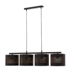 Lámpara colgante Tago, 4 luces, negro/dorado