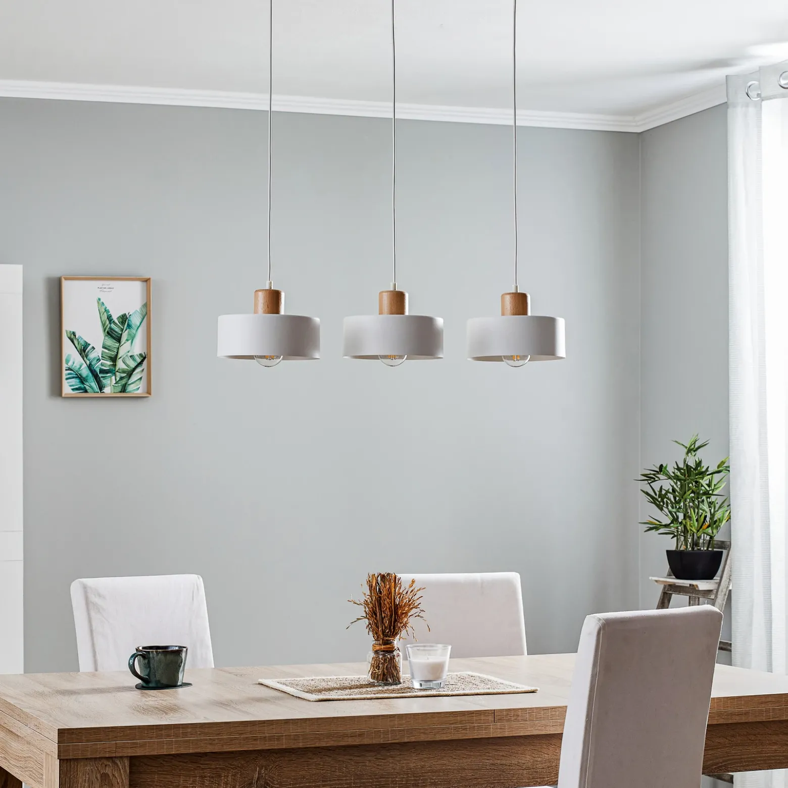 Lámpara colgante Tako, 3 luces, blanco
