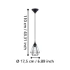 Lámpara colgante Tarbes, una luz, 17,5 cm, negro