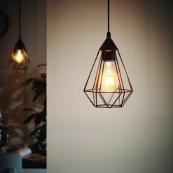 Lámpara colgante Tarbes, una luz, 17,5 cm, negro
