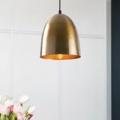 Lámpara colgante Tattoo 2372, oro antiguo, metal, Ø 20 cm