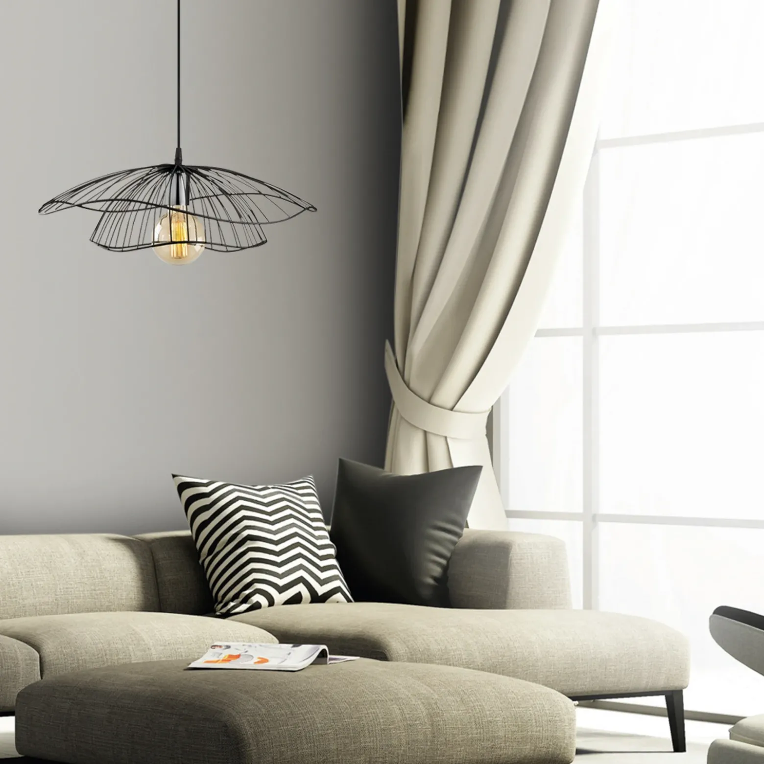 Lámpara colgante Tel 6500 Ø50cm negro