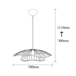 Lámpara colgante Tel 6500 Ø50cm negro