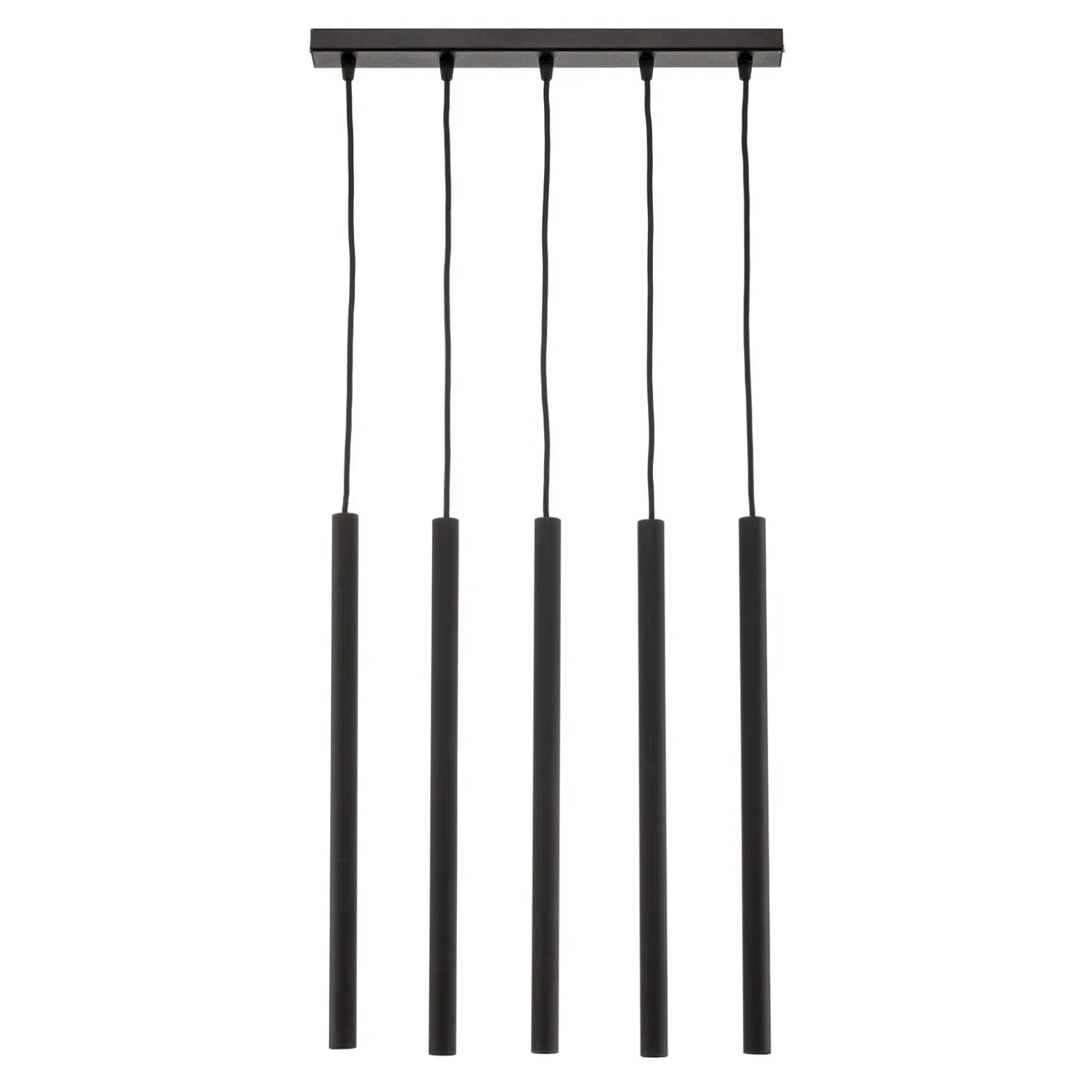 Lámpara colgante Thin, negro, 5 luces, lineal
