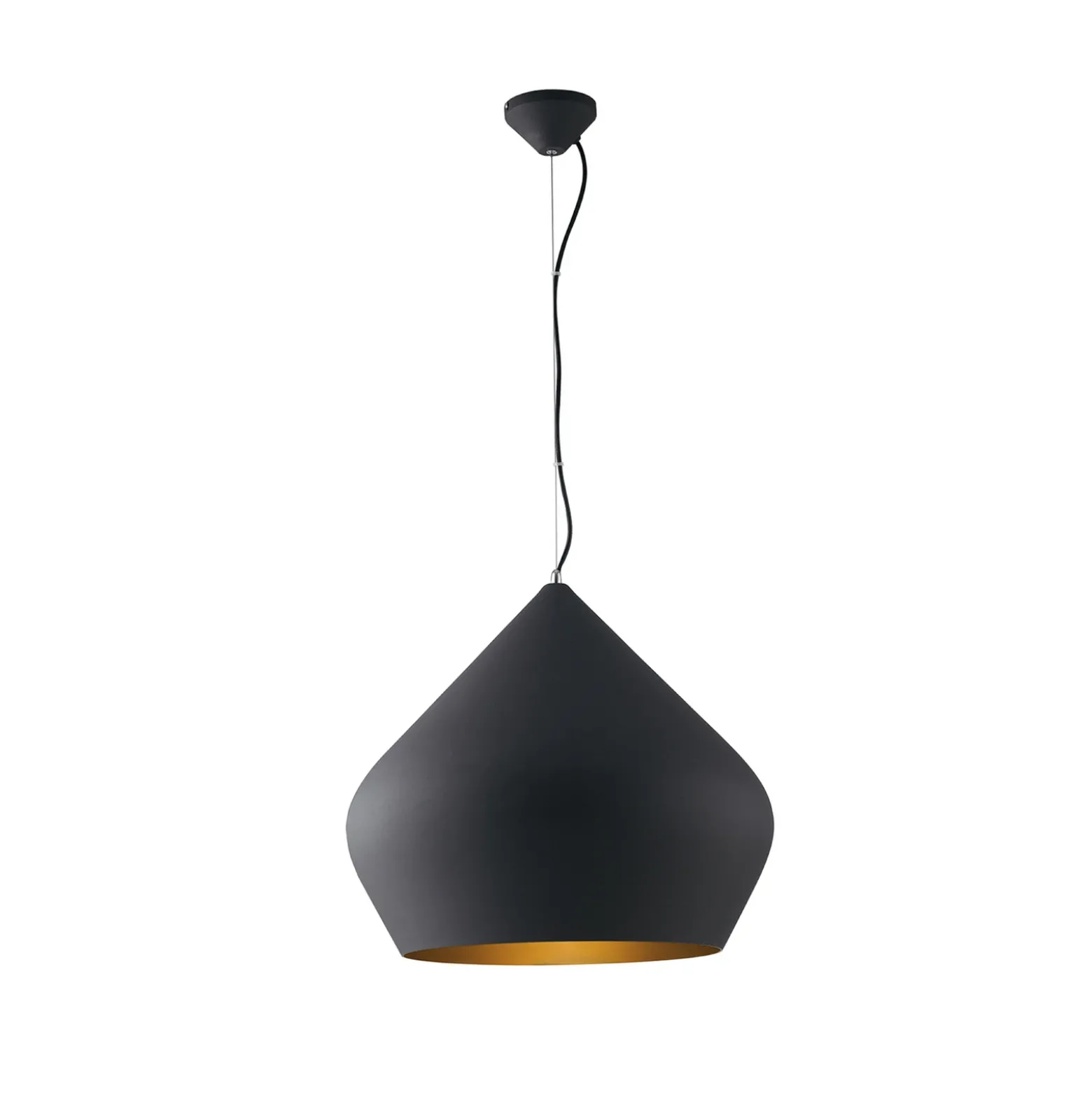 Lámpara colgante Tholos, negro/dorado, Ø 52 cm, metal