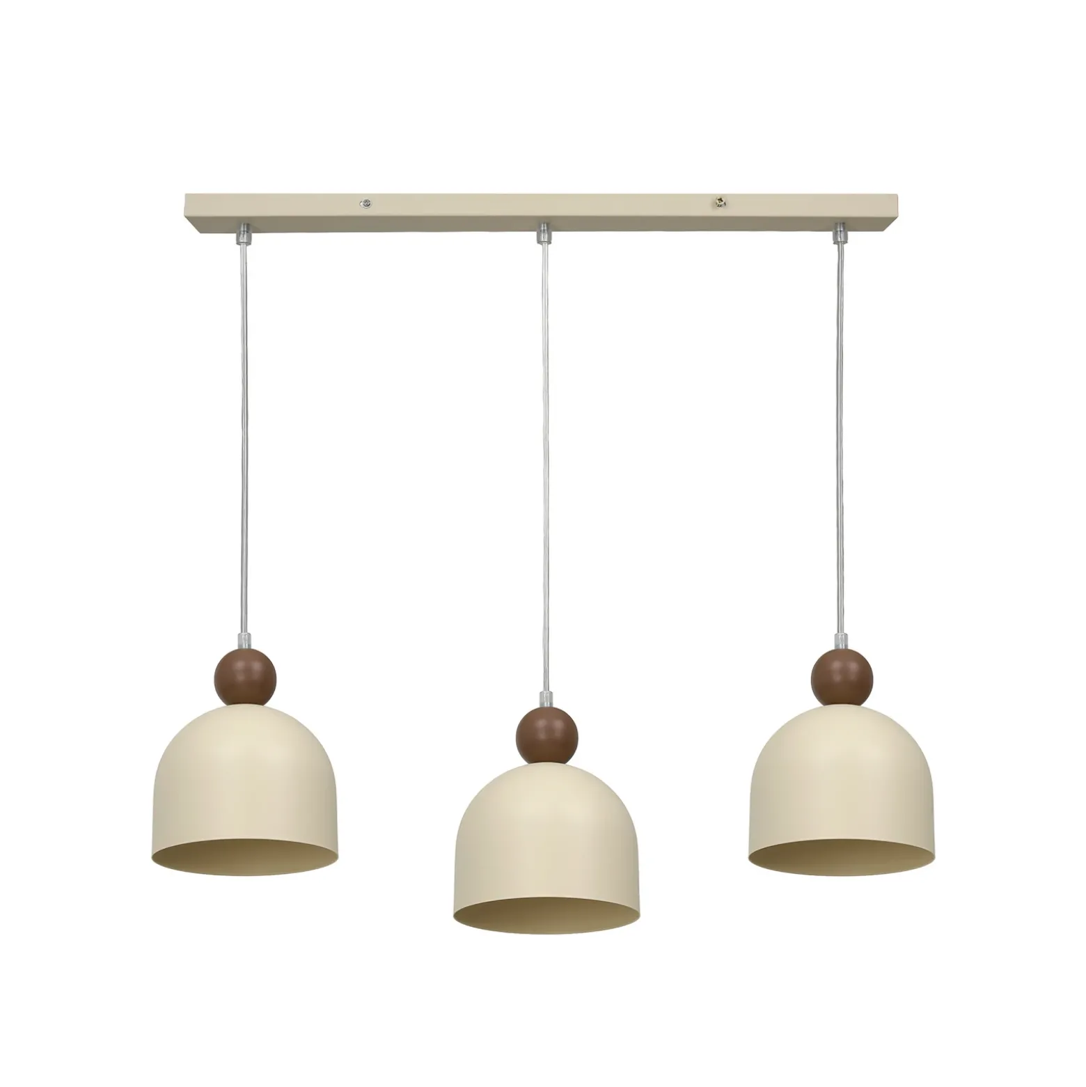 Lámpara colgante Timon, color topo/beige, longitud 60 cm, metal, 3 luces.