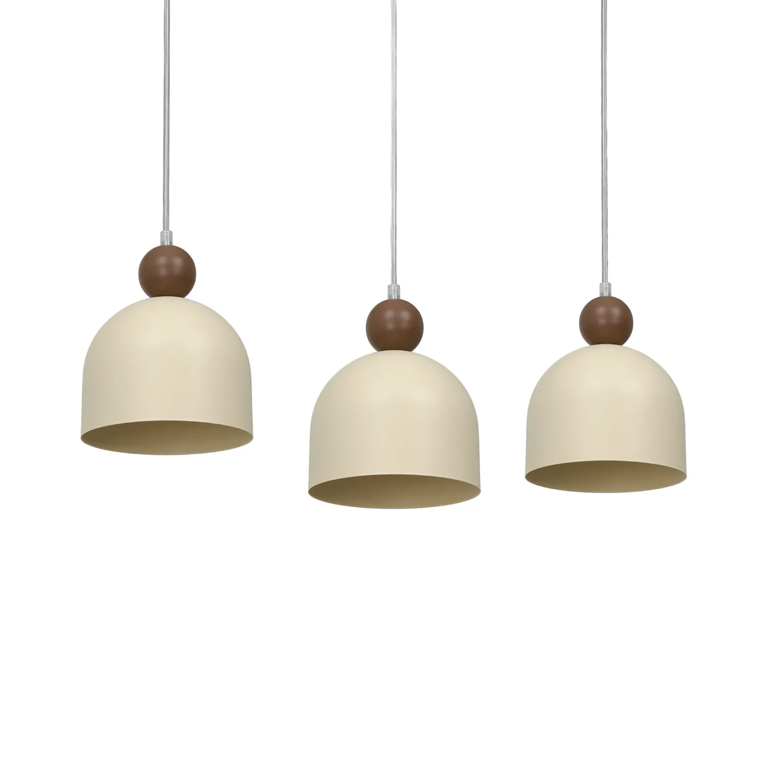 Lámpara colgante Timon, color topo/beige, longitud 60 cm, metal, 3 luces.