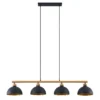 Lámpara colgante Tirzana de Lindby, 4 luces, negra, metal, madera