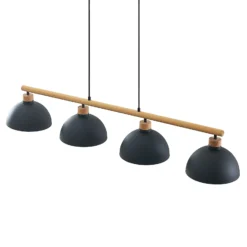 Lámpara colgante Tirzana de Lindby, 4 luces, negra, metal, madera