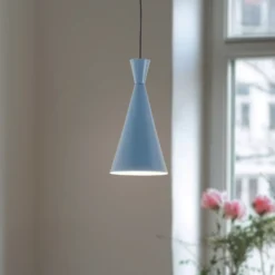 Lámpara colgante Tom, azul claro, metal, Ø 19 cm, E27