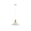 Lámpara colgante Tom con elemento de madera blanco