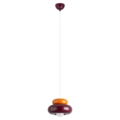 Lámpara colgante Torchiarolo, burdeos/naranja, metal, E27