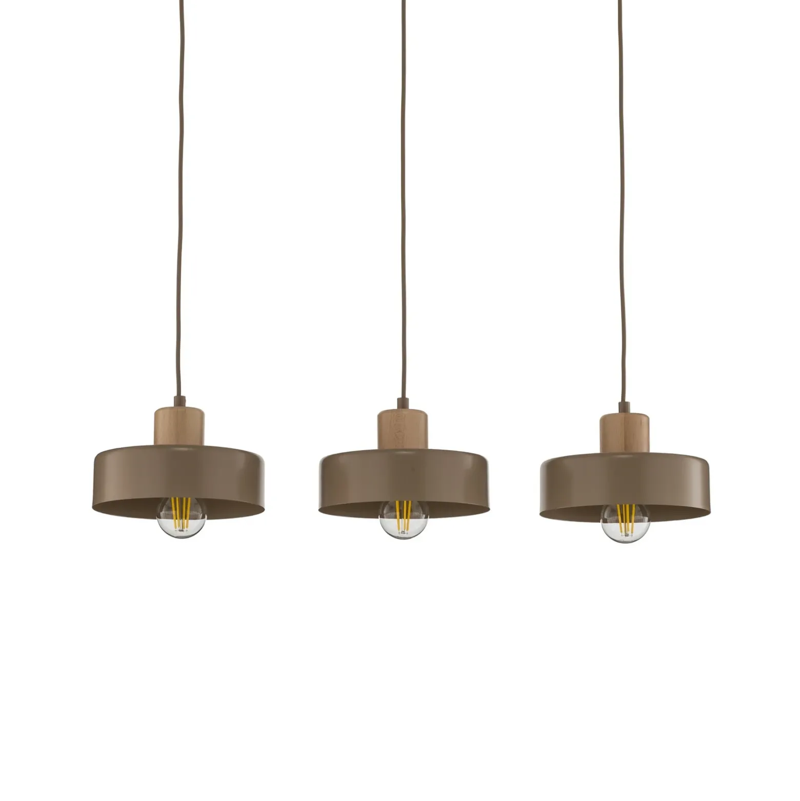 Lámpara colgante Torin, beige, 80 cm de largo, 3 luces, metal/madera