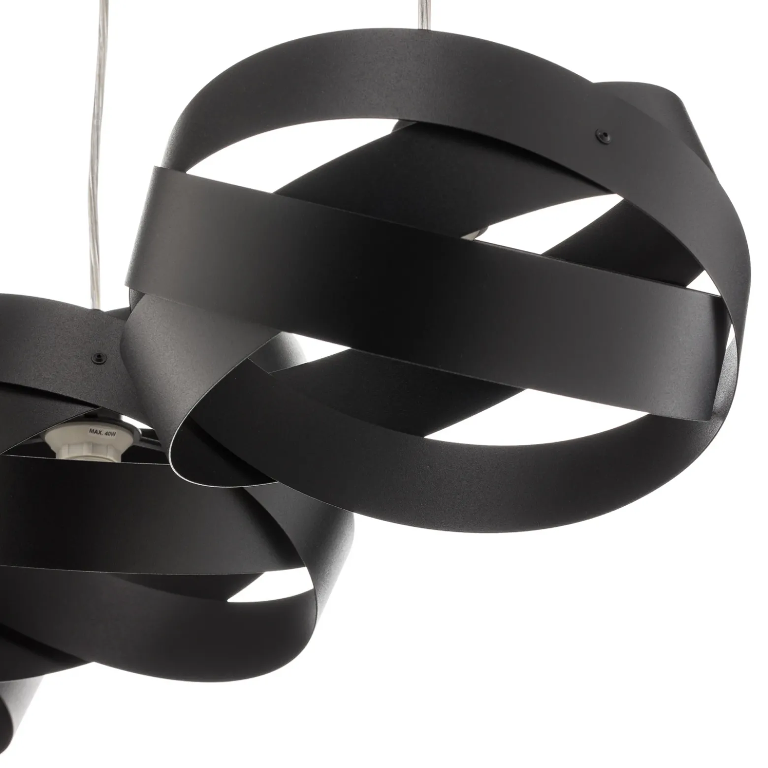 Lámpara colgante Tornado, 3 luces, negro