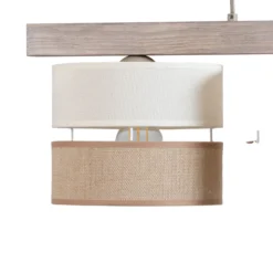 Lámpara colgante Treeon, 3 luces, madera, yute, color natural/crudo