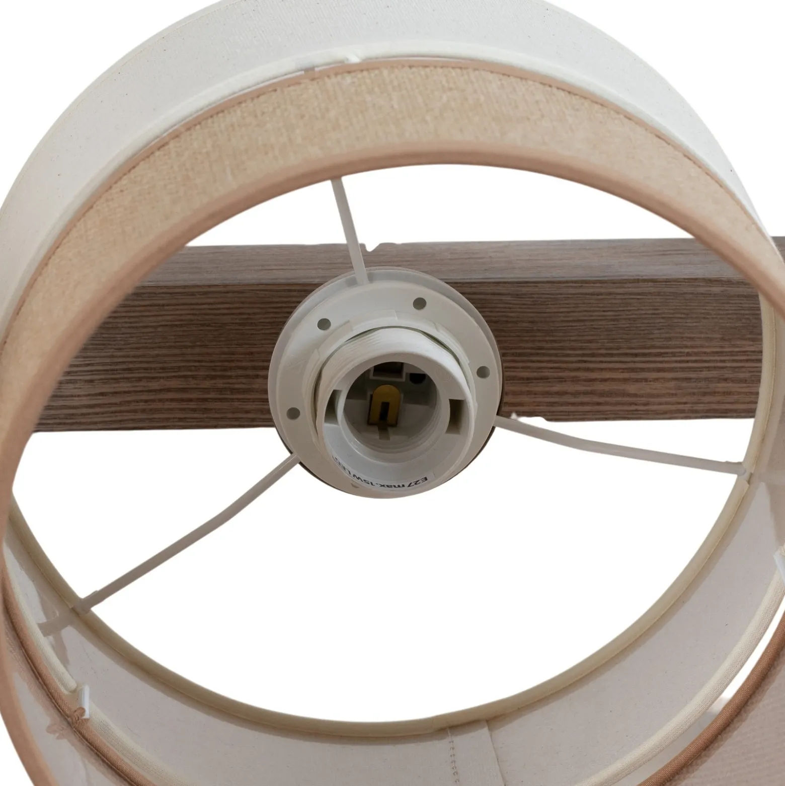 Lámpara colgante Treeon, 3 luces, madera, yute, color natural/crudo