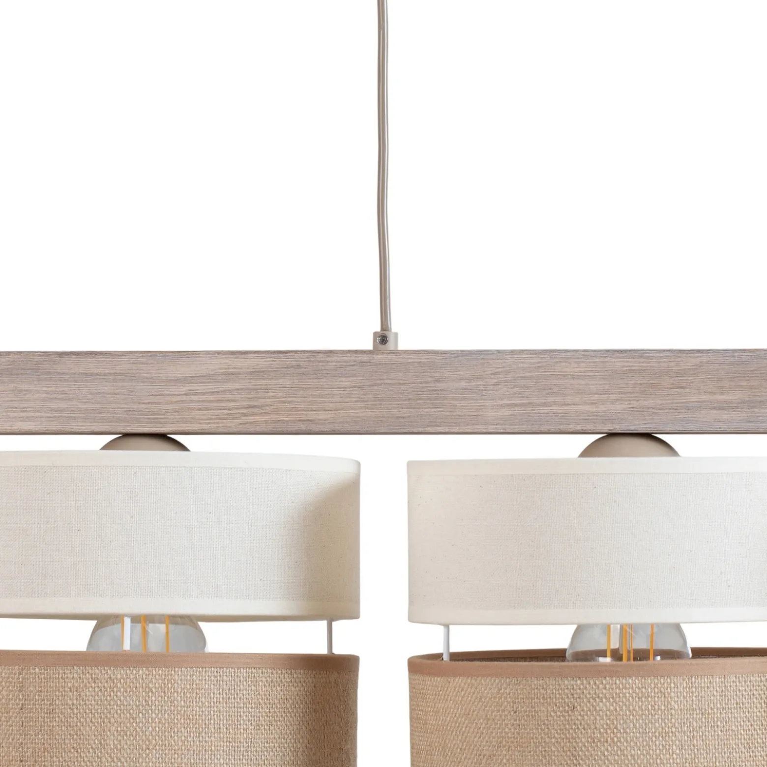 Lámpara colgante Treeon, 3 luces, madera, yute, color natural/crudo