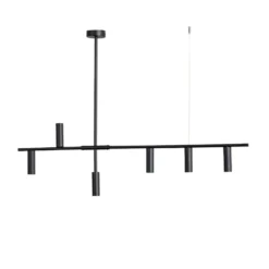 Lámpara colgante Trevo 6 All Black, metal, negro, GU10