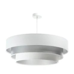 Lámpara colgante Triniti, blanco/plata, Ø 60 cm, textil