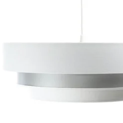 Lámpara colgante Triniti, blanco/plata, Ø 60 cm, textil