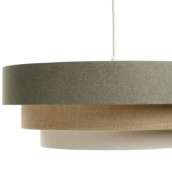 Lámpara colgante Triniti, verde/beige/crema, Ø 60 cm, textil