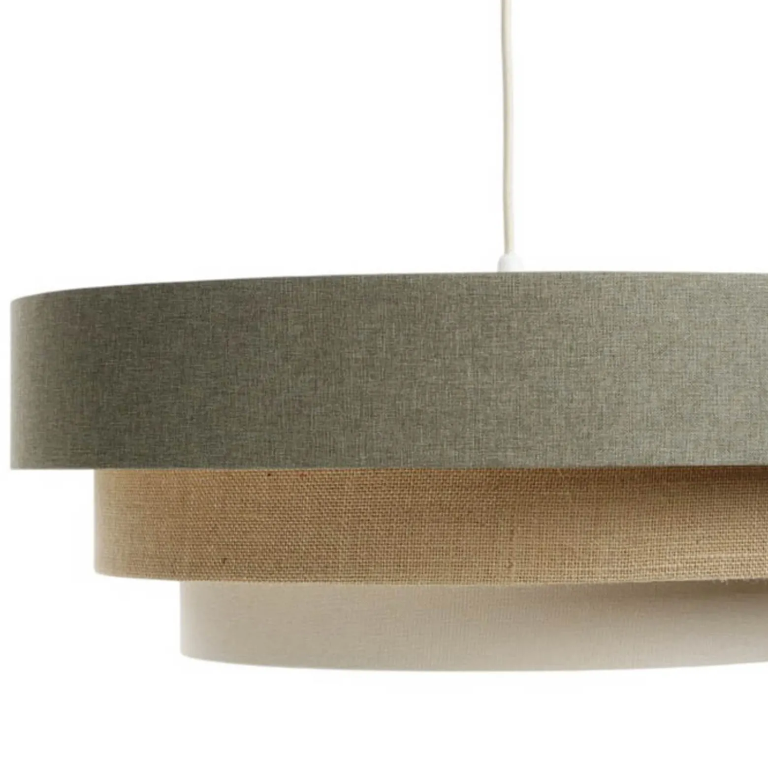 Lámpara colgante Triniti, verde/beige/crema, Ø 60 cm, textil