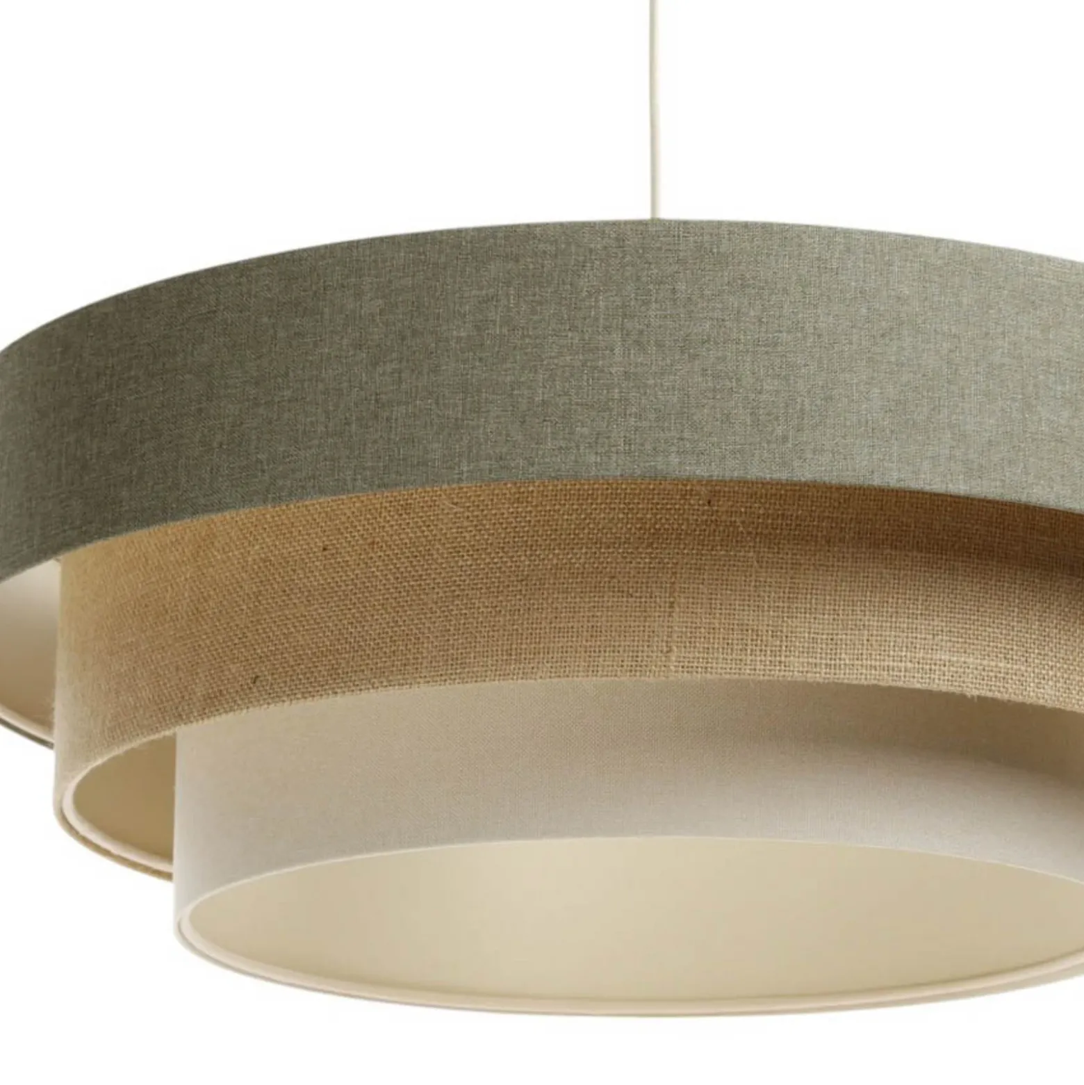 Lámpara colgante Triniti, verde/beige/crema, Ø 60 cm, textil