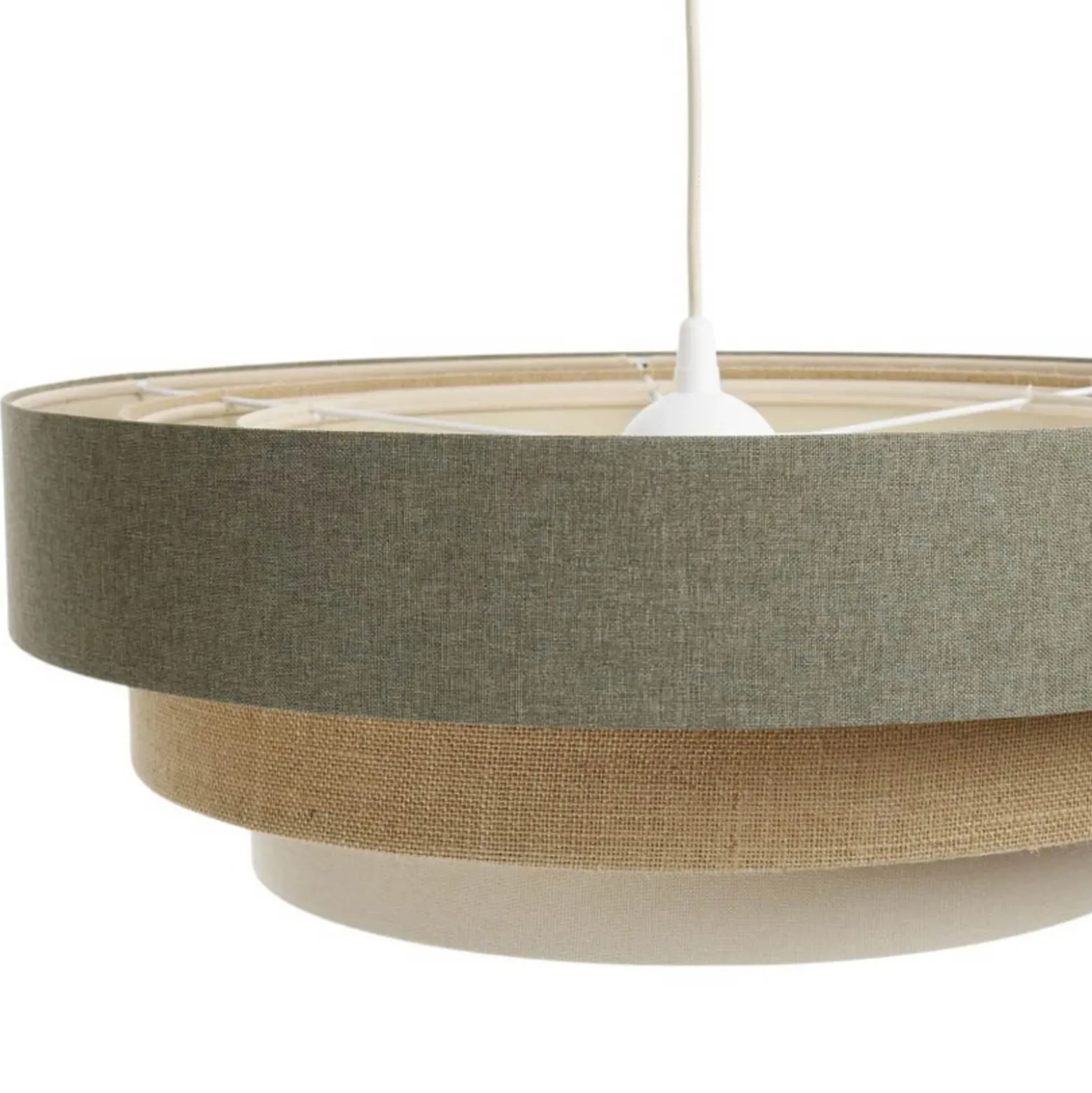Lámpara colgante Triniti, verde/beige/crema, Ø 60 cm, textil