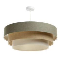 Lámpara colgante Triniti, verde/beige/crema, Ø 60 cm, textil