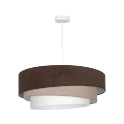 Lámpara colgante Trio, marrón/beige, Ø 60 cm, tejido, E27