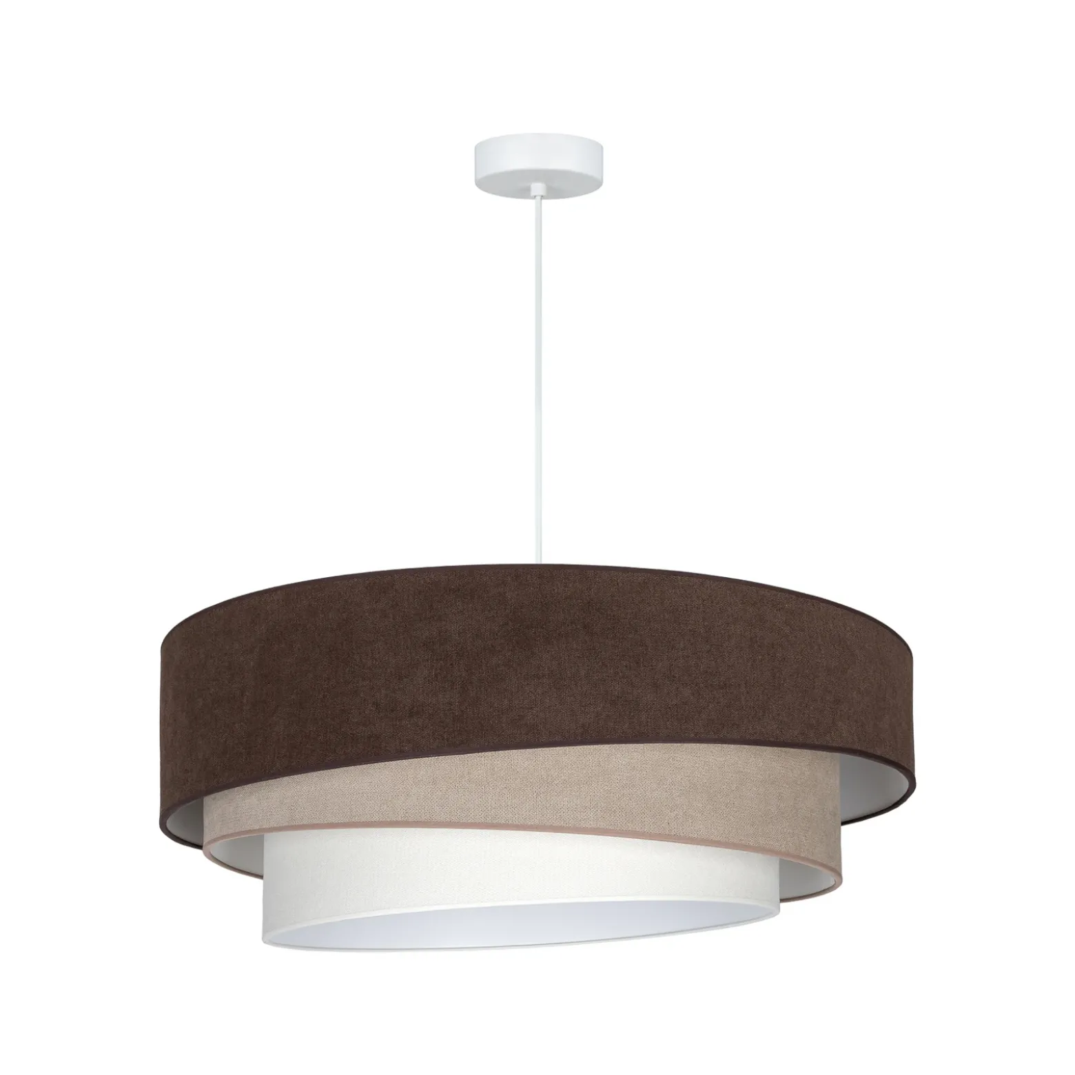 Lámpara colgante Trio, marrón/beige, Ø 60 cm, tejido, E27