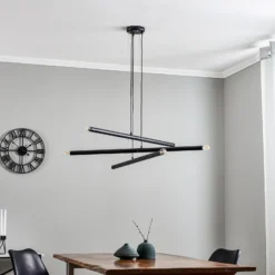 Lámpara colgante Tubo, negro, 6 luces
