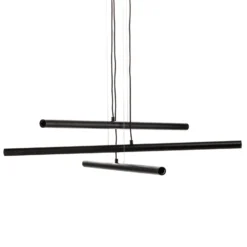 Lámpara colgante Tubo, negro, 6 luces