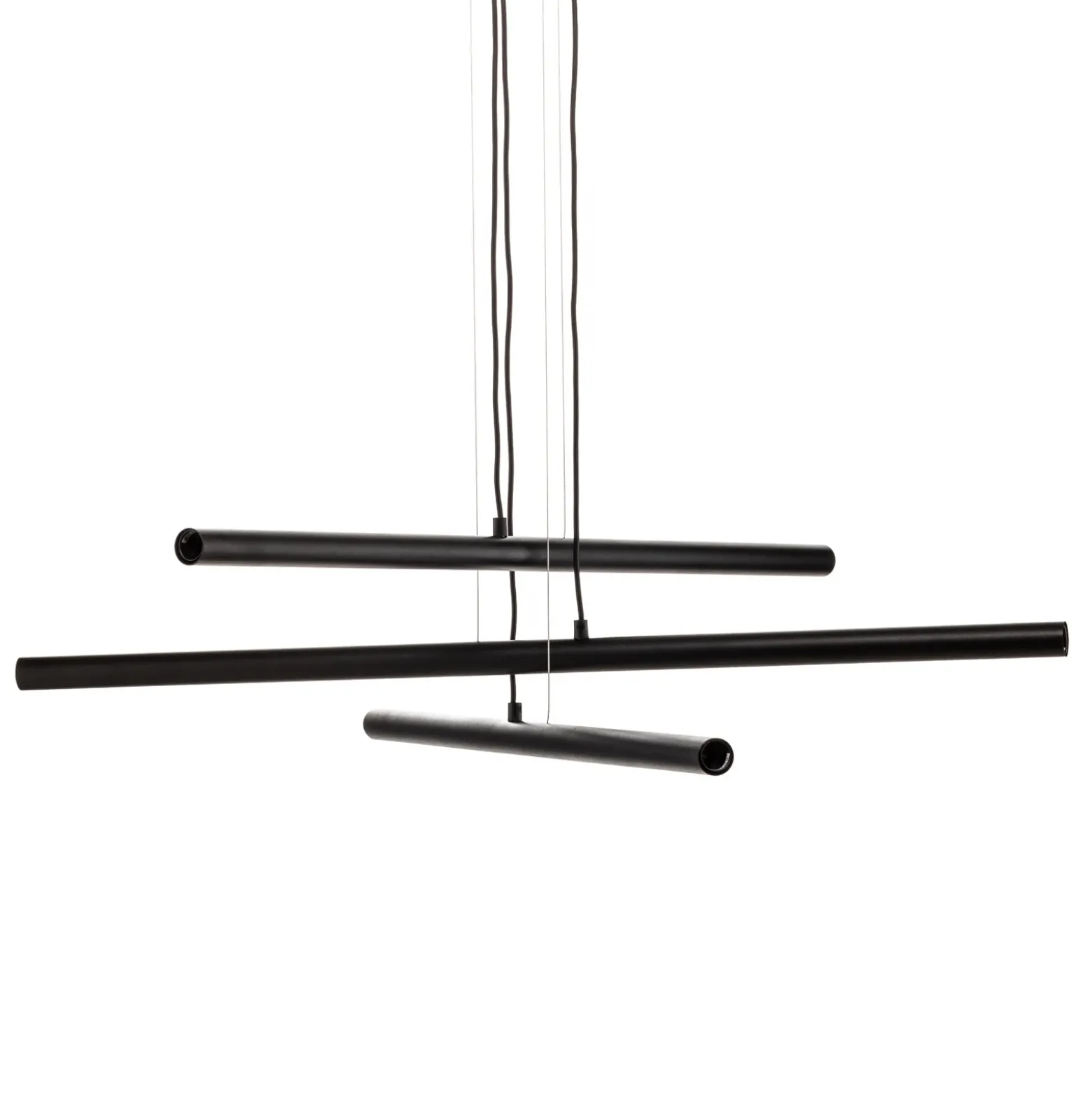 Lámpara colgante Tubo, negro, 6 luces