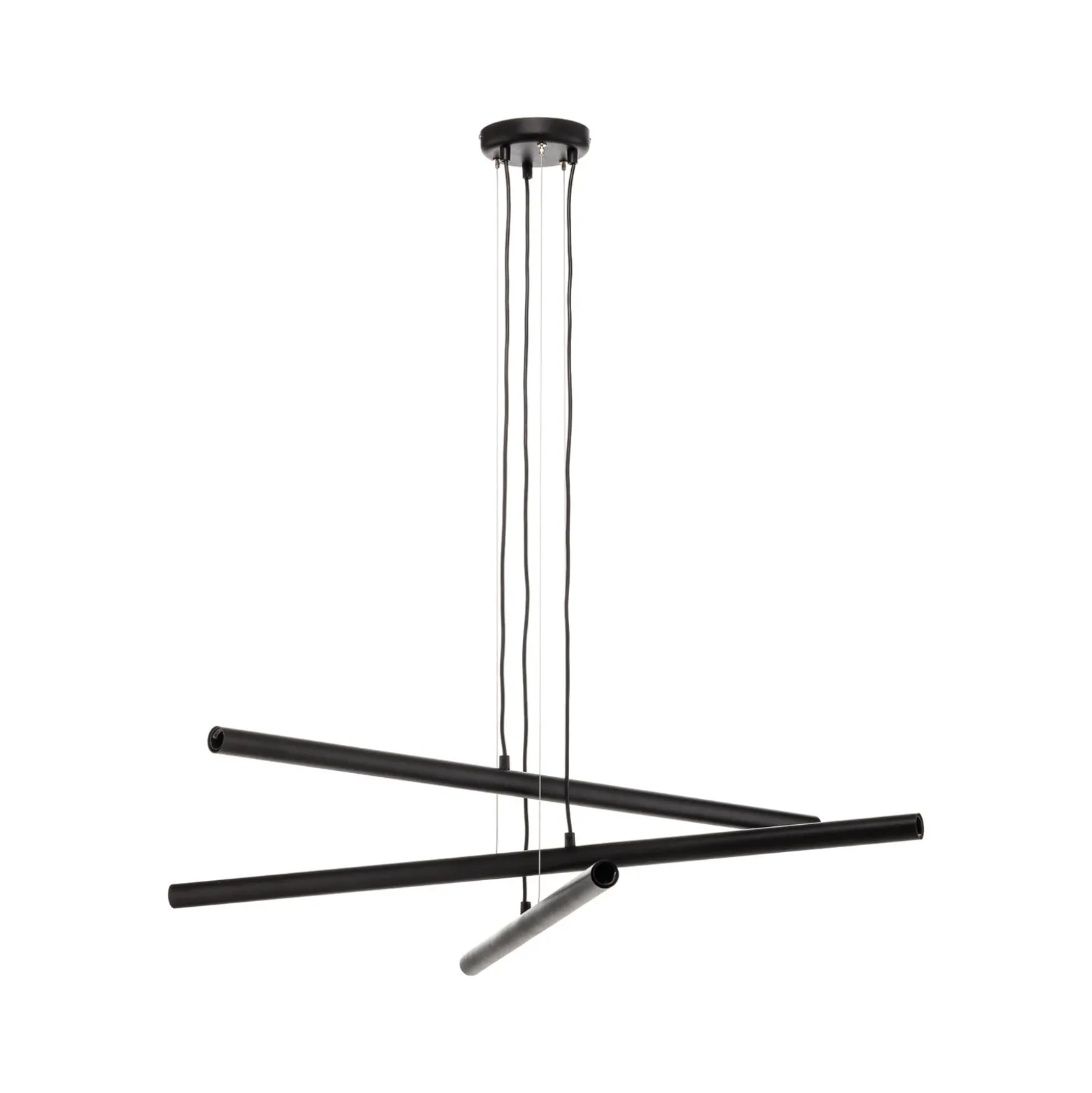 Lámpara colgante Tubo, negro, 6 luces