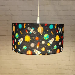 Lámpara colgante Universo con pantalla textil