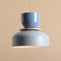Lámpara colgante Uto, gris/azul, Ø 30 cm, metal