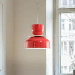 Lámpara colgante Uto, roja, Ø 30 cm, metal
