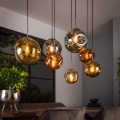 Lámpara colgante Valerya esferas de vidrio 7 luces